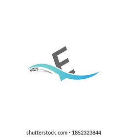 Icon logo letter E  drop into the water illustration