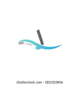 Icon logo letter J  drop into the water illustration