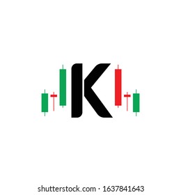 icon logo letter k candle trading vector design