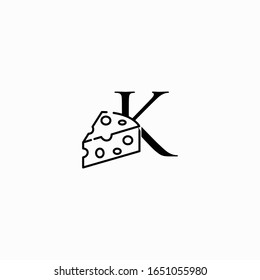icon logo letter k with cheese vector illustration design