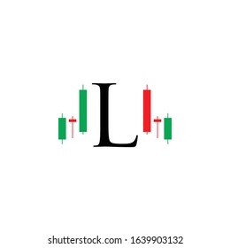 icon logo letter l candle trading vector design