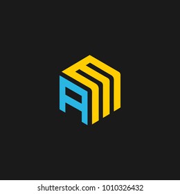 AM icon logo with letter a m vector