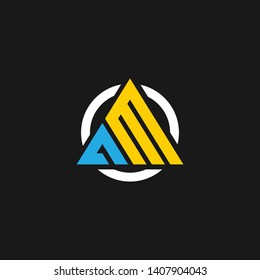 AM icon logo with letter a m vector
