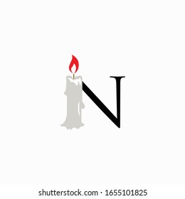 icon logo letter n candle vector design