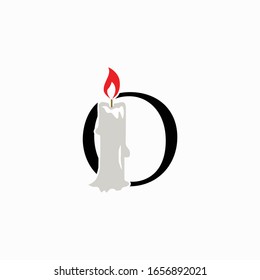 icon logo letter o candle vector design