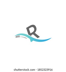 Icon logo letter R  drop into the water illustration