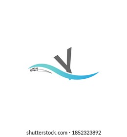 Icon logo letter Y  drop into the water illustration