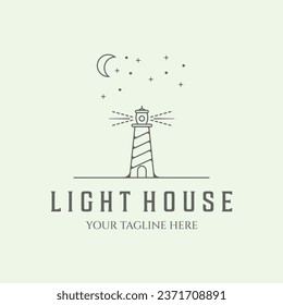 icono logotipo de línea de faro ilustración de diseño minimalista