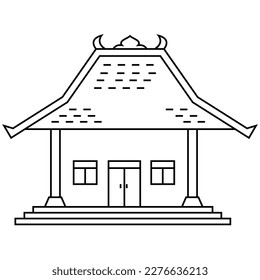 logotipo de la línea que forma la imagen de una casa tradicional joglo