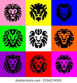 Icon logo lion silhouette vector black 