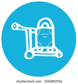 Icon Logo Luggage Carrier in Airport Abstract Light Blue and White. Graphic Design Resource, Elements, Vector Illustration