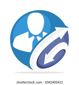 icon logo for the management of employee recruitment with a combination of initial G in connection arrow