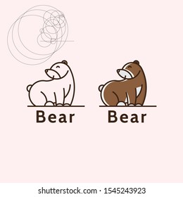 Icon logo minimalist flat bear with combination of circle shapes, suitable for unique logo