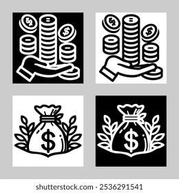 Icon logo money vector black and white