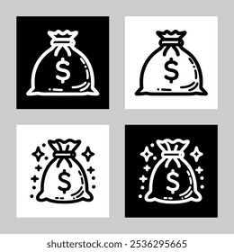 Icon logo Vector de dinero blanco y negro