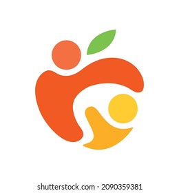 
Icon For LOGO Of Mother And Child Forming An Apple, Referring To Nutrition, Food, Health, Control, Well-being And Care.