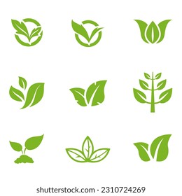 icon logo natural, herbal, organic, ecology, leaves.