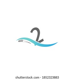 Icon logo number 2  drop into the water illustration
