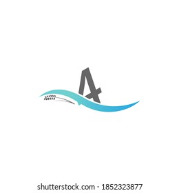 Icon logo number 4  drop into the water illustration