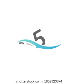 Icono logo número 5 caer en la ilustración del agua