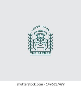 icon logo old farmer with line art