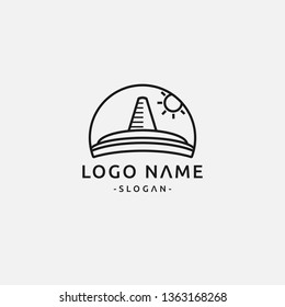 icon logo with old temple concept