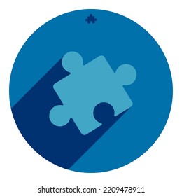 Icon, Logo Of One Puzzle. Single Puzzle Flat Style Logo. Blue Puzzle. Web Browser Icon. Logo For Avatars.