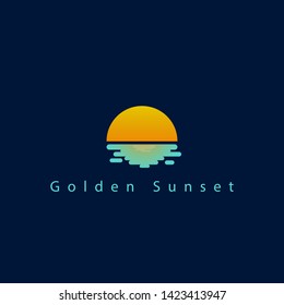 icon logo with orange sun and sea