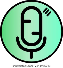 Icon. Logo of a pearly green and black microphone