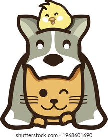 Icon logo pet, cat, bird