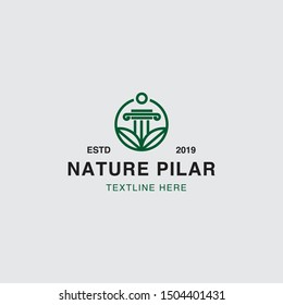 icon logo pilar and leaf concept