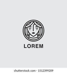 icon logo queen in the circle with line art stylle