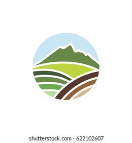 icon logo for road with green landscape