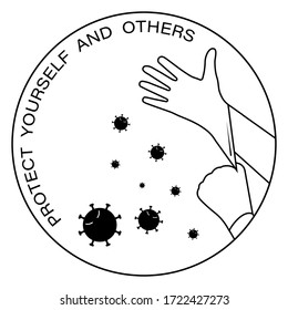 icono, logotipo. Los guantes de goma se usan en las manos para protegerse contra virus y bacterias. Protegerte a ti mismo y a los demás. Vector aislado