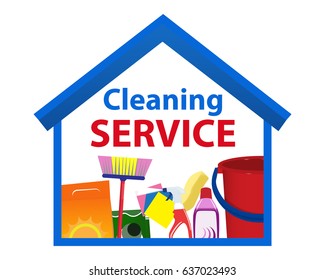 Icon or logo services cleaning. A clean house. Vector illustration.