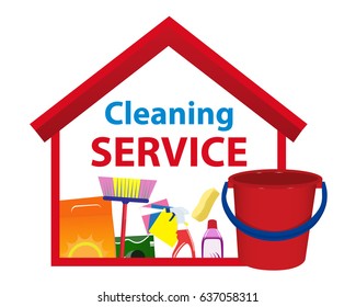 Icon or logo services cleaning. A clean house. Vector illustration.