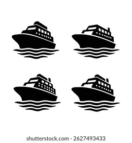 logotipo de ícone de vários navios de cruzeiro com silhueta preta