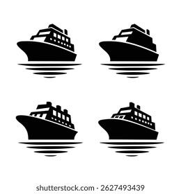 logotipo de ícone de vários navios de cruzeiro com silhueta preta