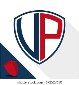 Icon logo / shield badge with combination of V & P initials