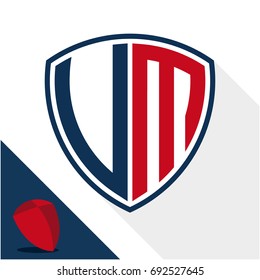 Icon logo / shield badge with combination of V & M initials