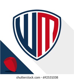 Icon logo / shield badge with combination of W & M initials