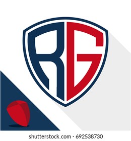 Icon logo / shield badge with a combination of R & G initials