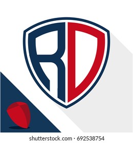 Icon logo / shield badge with a combination of R & D initials