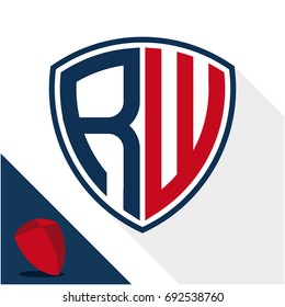 Icon logo / shield badge with a combination of R & W initials