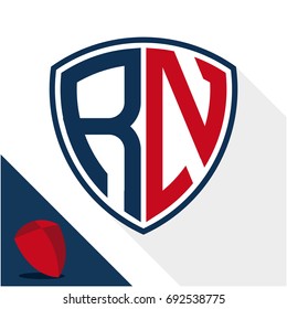 Icon logo / shield badge with a combination of R & N initials