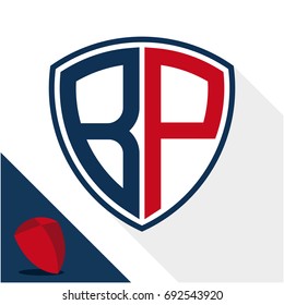 Icon logo / shield badge with a combination of B & P initials
