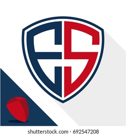 Icon logo / shield badge with a combination of E & S initials