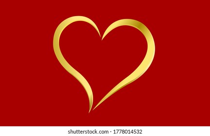 Icon Or Logo Shiny Gold Heart. The Illustration Shows Precious Love.