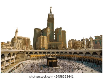 icon logo sign art arch symbol Islam mecca art ied eid holy pray god Allah hajj haji umra umrah umroh makah haram kabah kaaba clock big tall city king royal Arab Saudi hotel town tower  vector travel