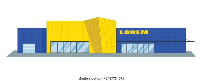 icon logo sign building art design vector urban city 3d template front view buy blue yellow isolated store shop